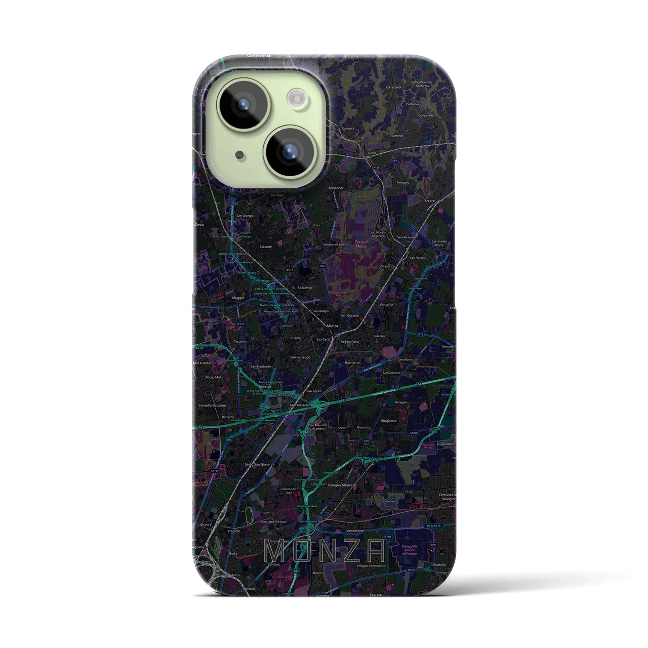 【モンツァ（イタリア）】地図柄iPhoneケース（バックカバータイプ）