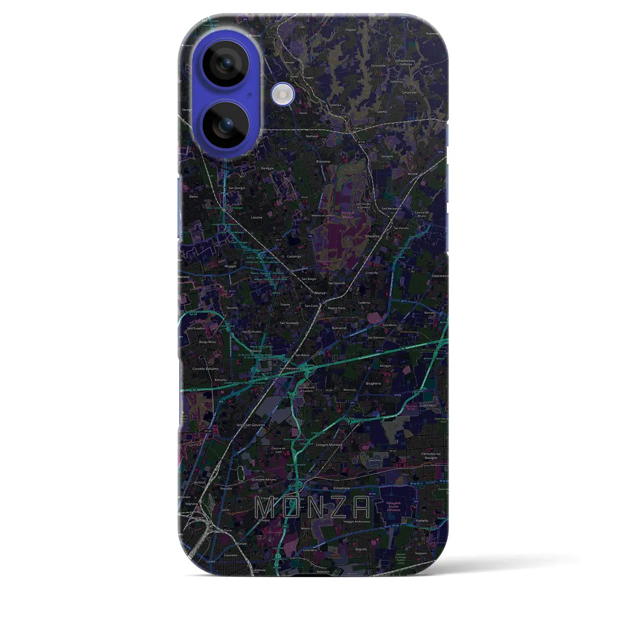 【モンツァ（イタリア）】地図柄iPhoneケース（バックカバータイプ）