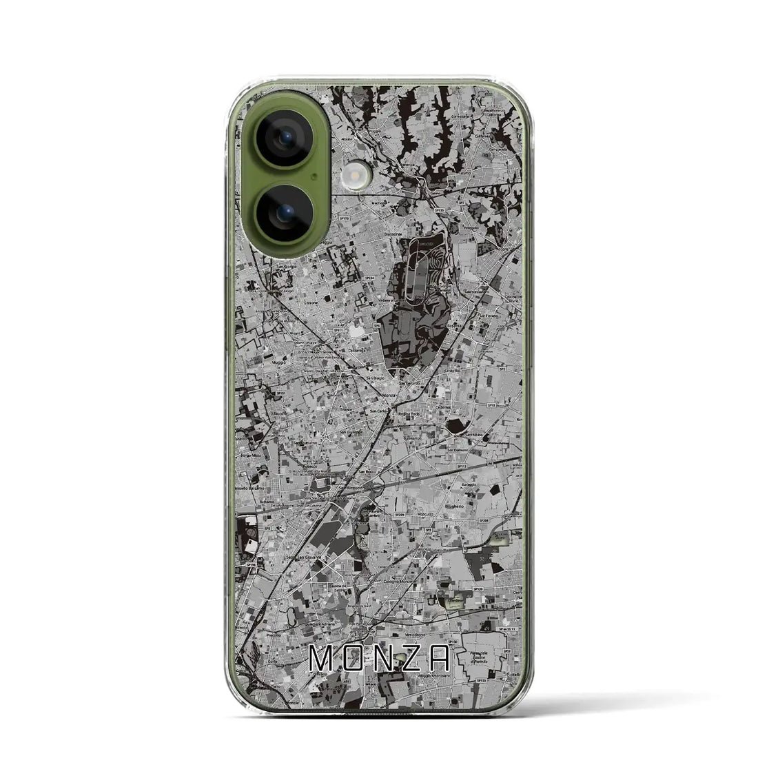 【モンツァ（イタリア）】地図柄iPhoneケース（クリアタイプ）モノトーン・iPhone 17 Pro Max 用