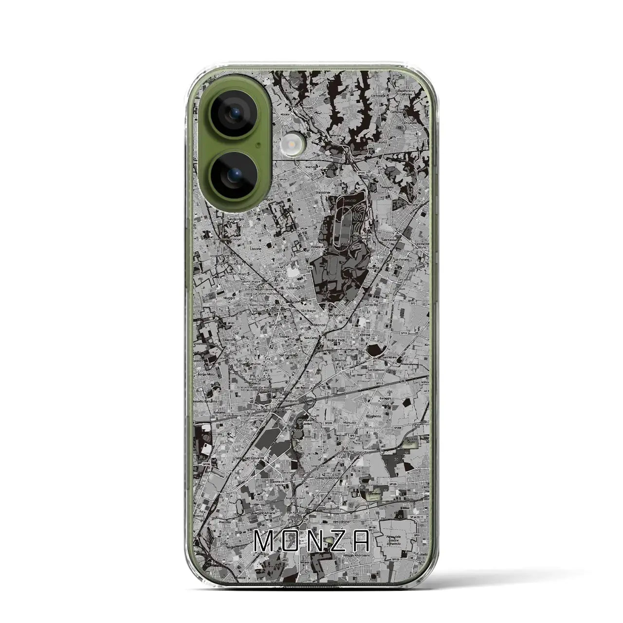 【モンツァ（イタリア）】地図柄iPhoneケース（クリアタイプ）モノトーン・iPhone 17 Pro Max 用