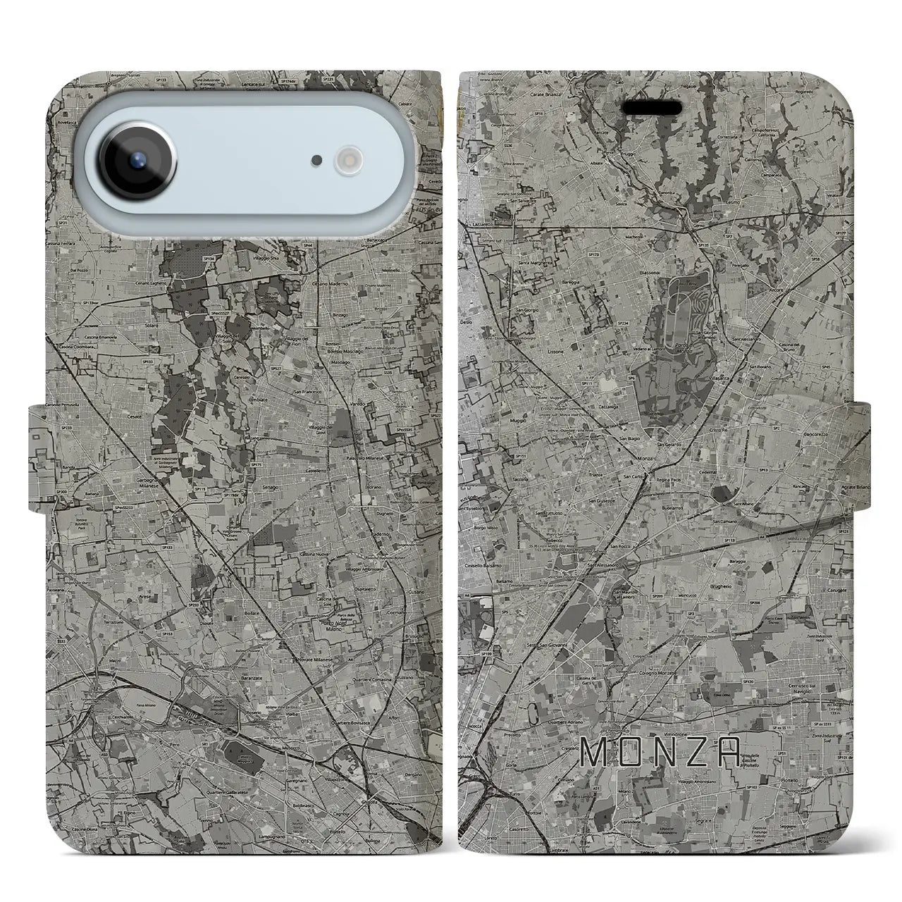 【モンツァ（イタリア）】地図柄iPhoneケース（手帳タイプ）