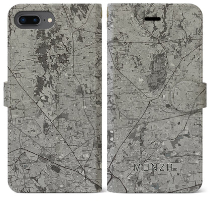【モンツァ（イタリア）】地図柄iPhoneケース（手帳タイプ）モノトーン・iPhone 8Plus /7Plus / 6sPlus / 6Plus 用
