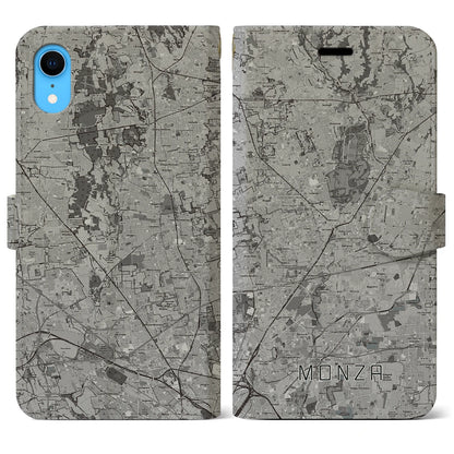 【モンツァ（イタリア）】地図柄iPhoneケース（手帳タイプ）モノトーン・iPhone XR 用