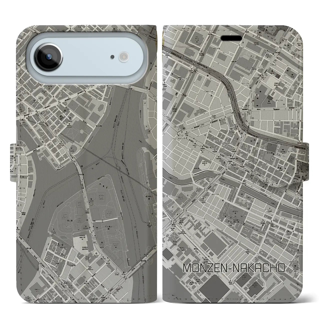 【門前仲町（東京都）】地図柄iPhoneケース（手帳タイプ）