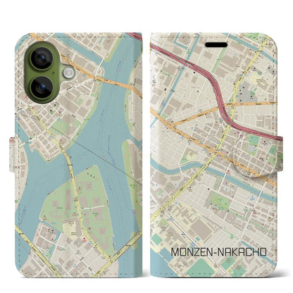 【門前仲町（東京都）】地図柄iPhoneケース（手帳タイプ）