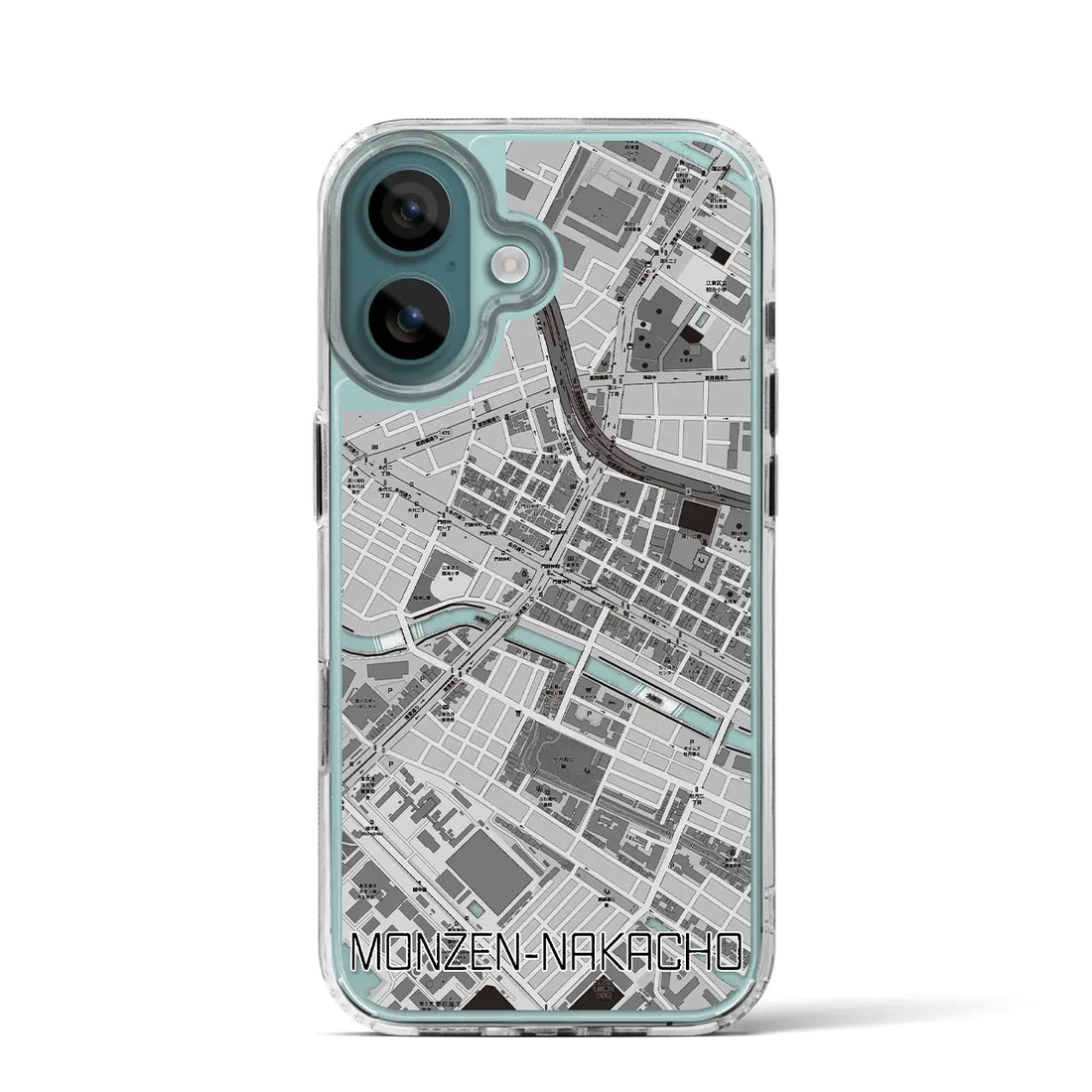 【門前仲町（東京都）】地図柄iPhoneケース（MagSafeタイプ）モノトーン・iPhone 16 Pro 用