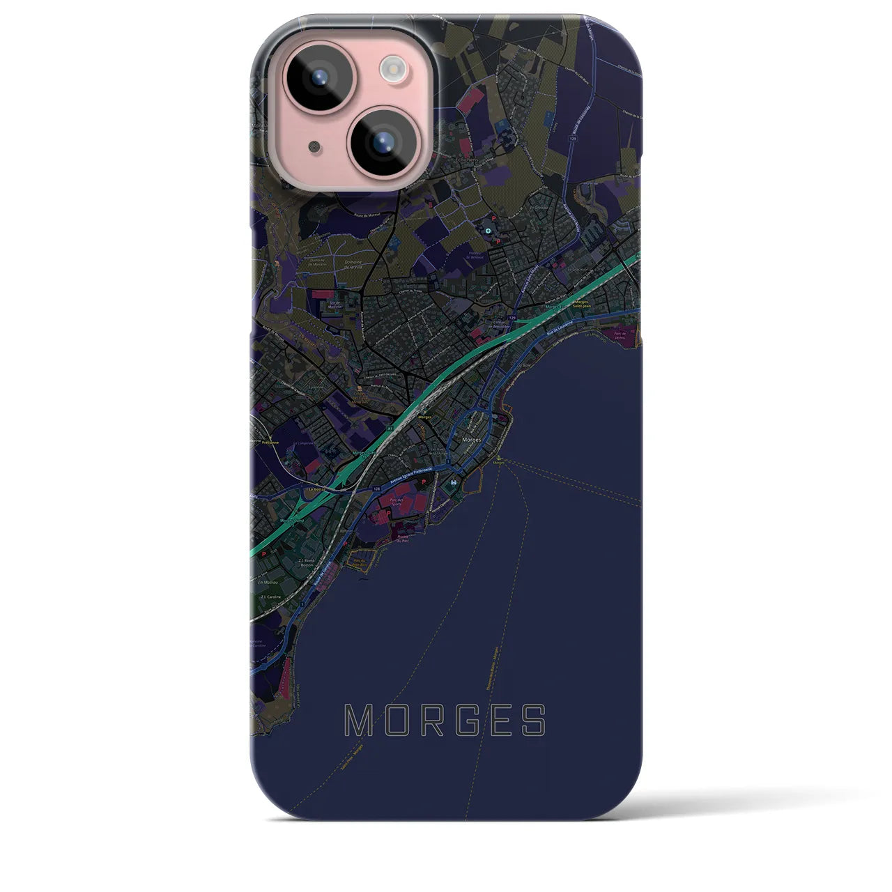 【モルジュ（スイス）】地図柄iPhoneケース（バックカバータイプ）