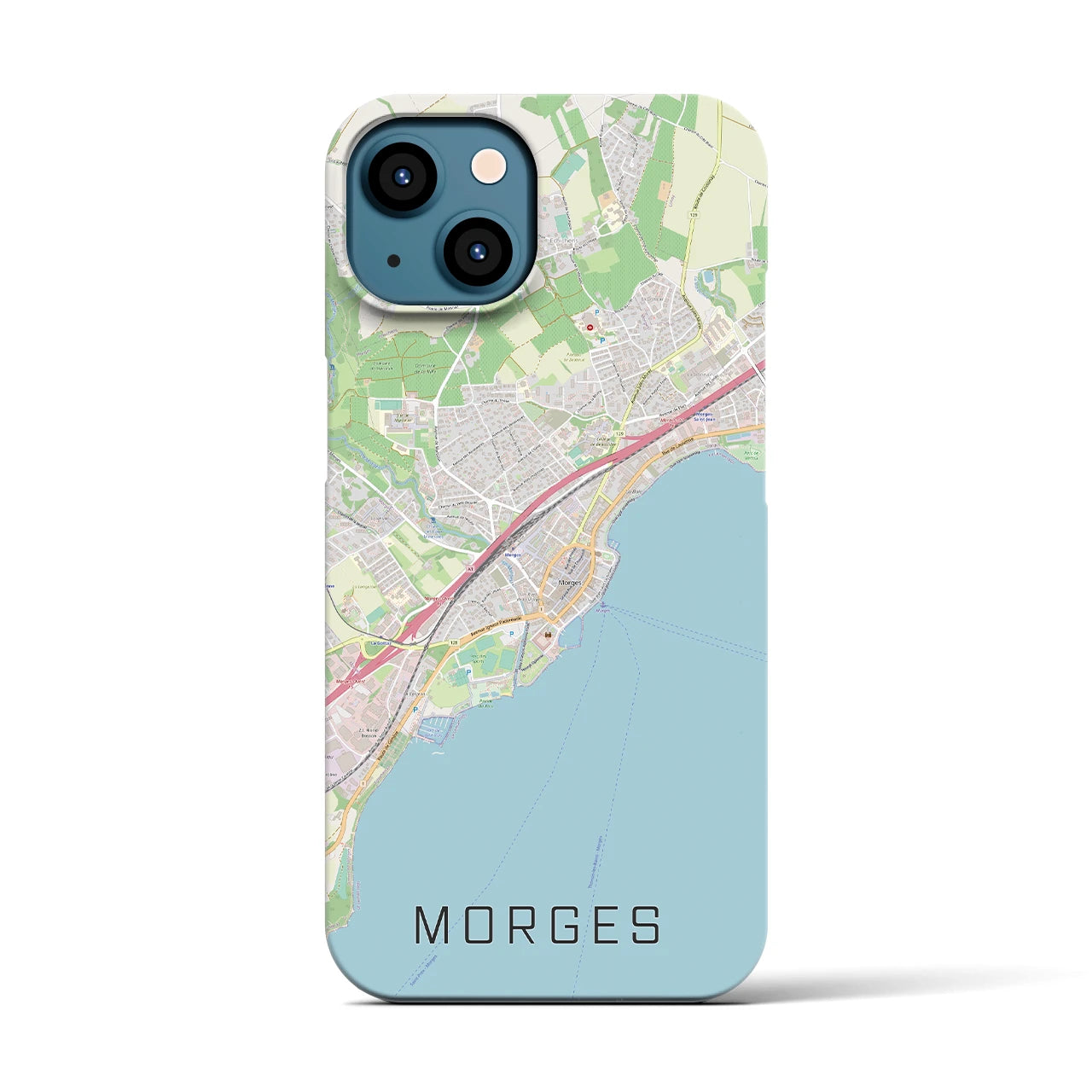 【モルジュ（スイス）】地図柄iPhoneケース（バックカバータイプ）