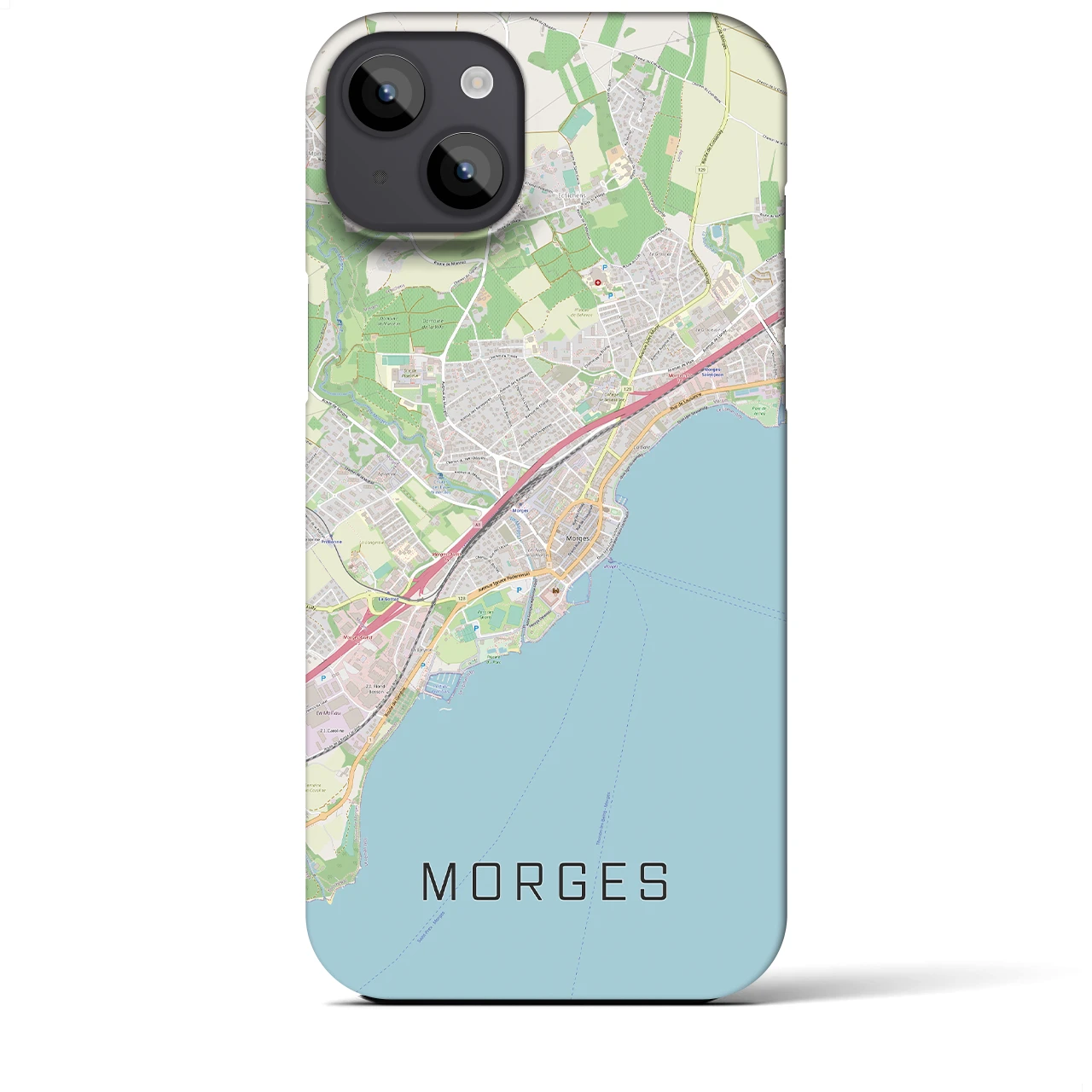 【モルジュ（スイス）】地図柄iPhoneケース（バックカバータイプ）