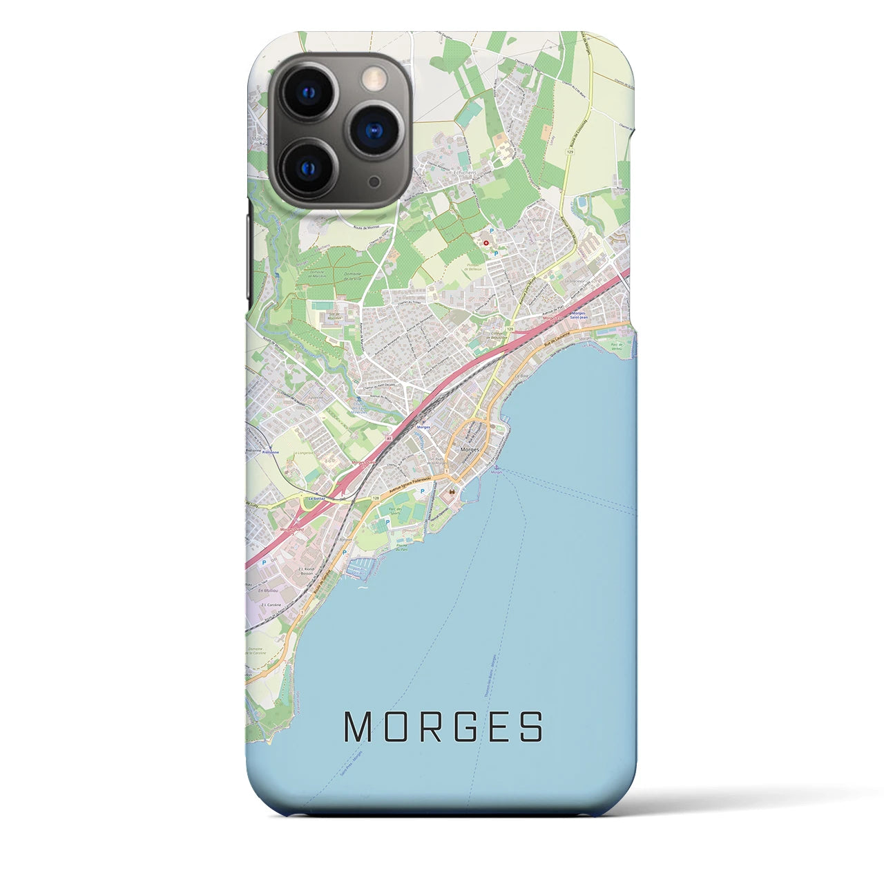 【モルジュ（スイス）】地図柄iPhoneケース（バックカバータイプ）