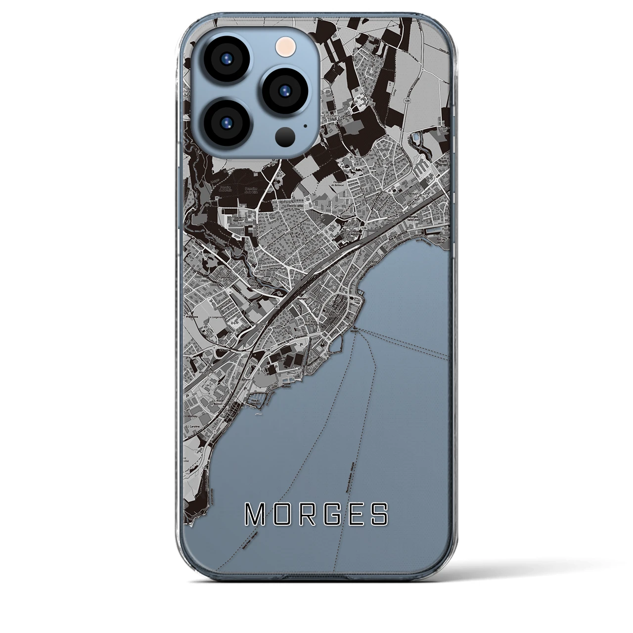 【モルジュ（スイス）】地図柄iPhoneケース（クリアタイプ）