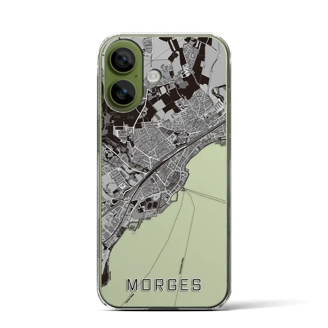 【モルジュ（スイス）】地図柄iPhoneケース（クリアタイプ）モノトーン・iPhone 17 Pro Max 用