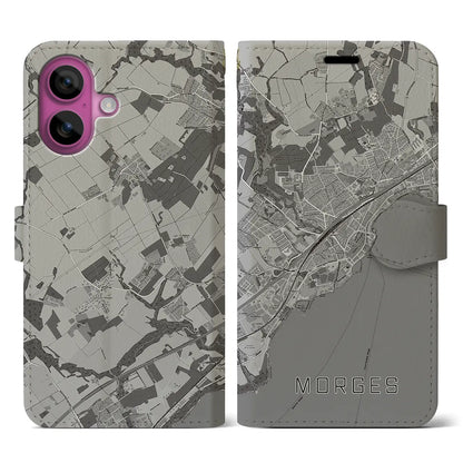 【モルジュ（スイス）】地図柄iPhoneケース（手帳タイプ）モノトーン・iPhone 16 Pro 用