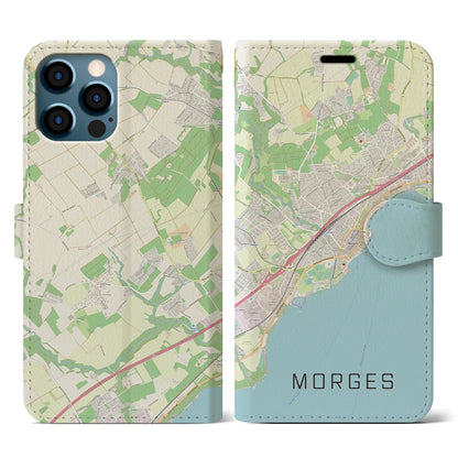 【モルジュ（スイス）】地図柄iPhoneケース（手帳タイプ）ナチュラル・iPhone 12 / 12 Pro 用