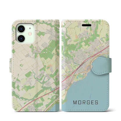 【モルジュ（スイス）】地図柄iPhoneケース（手帳タイプ）ナチュラル・iPhone 12 mini 用