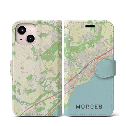 【モルジュ（スイス）】地図柄iPhoneケース（手帳タイプ）ナチュラル・iPhone 13 mini 用