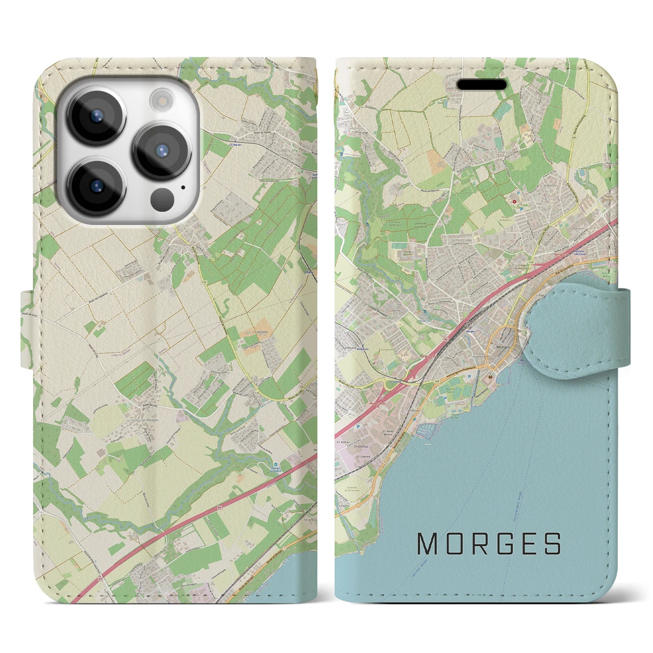 【モルジュ（スイス）】地図柄iPhoneケース（手帳タイプ）