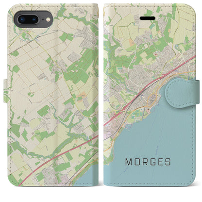 【モルジュ（スイス）】地図柄iPhoneケース（手帳タイプ）ナチュラル・iPhone 8Plus /7Plus / 6sPlus / 6Plus 用
