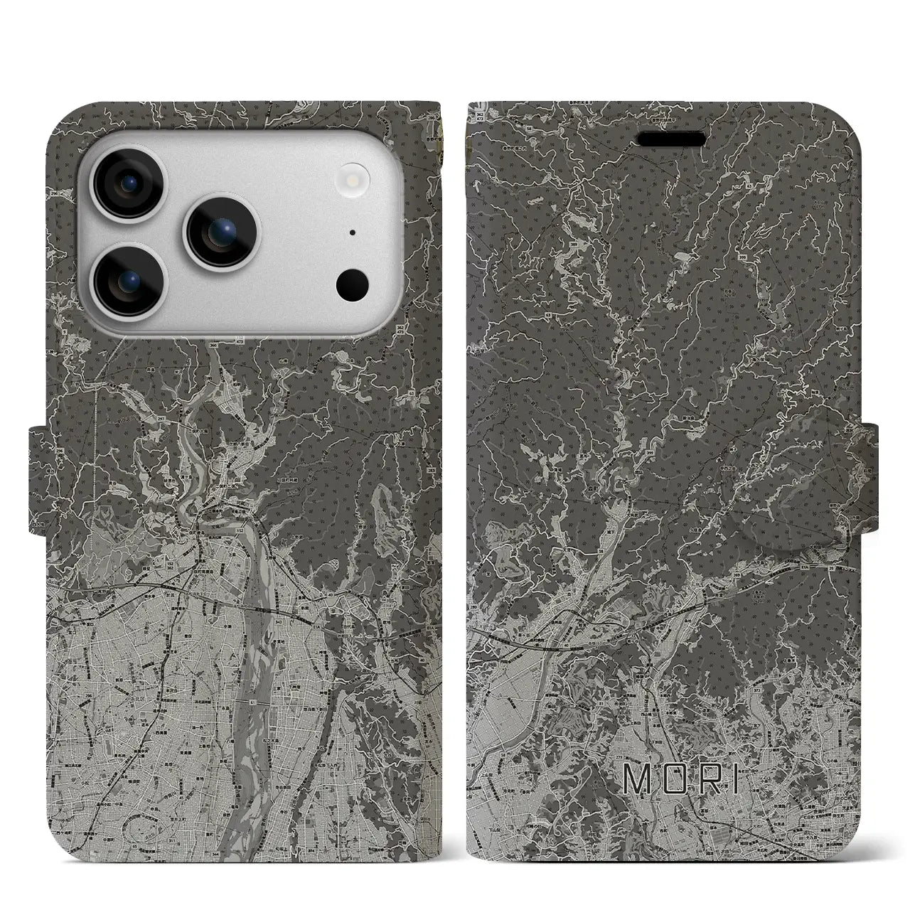 【森（静岡県）】地図柄iPhoneケース（手帳タイプ）