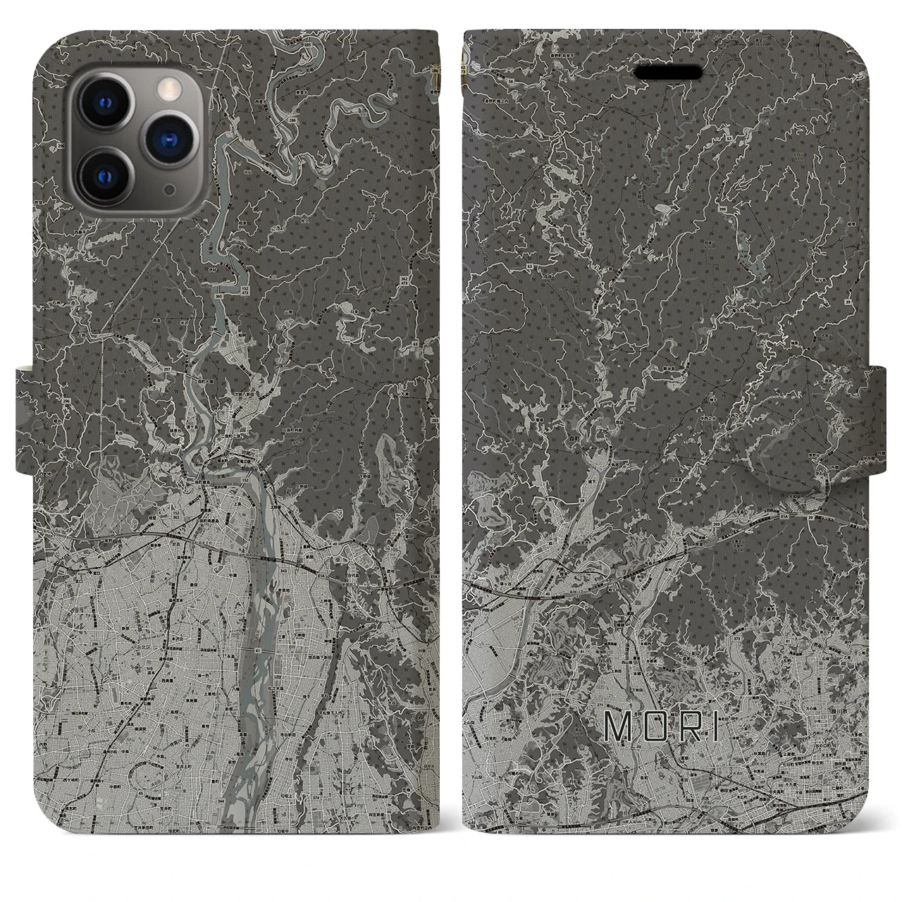 【森（静岡県）】地図柄iPhoneケース（手帳タイプ）