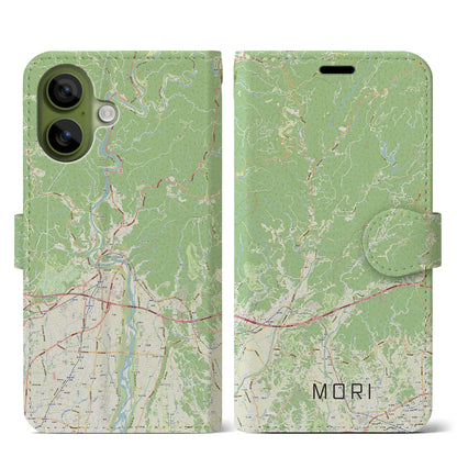 【森（静岡県）】地図柄iPhoneケース（手帳タイプ）