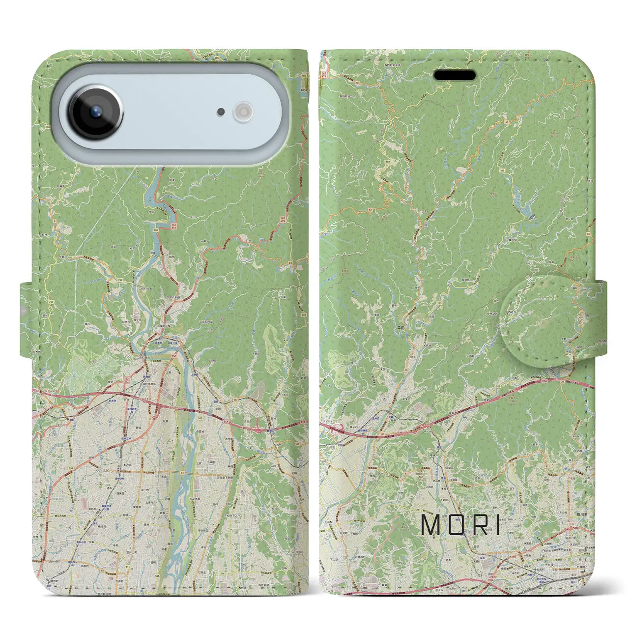 【森（静岡県）】地図柄iPhoneケース（手帳タイプ）