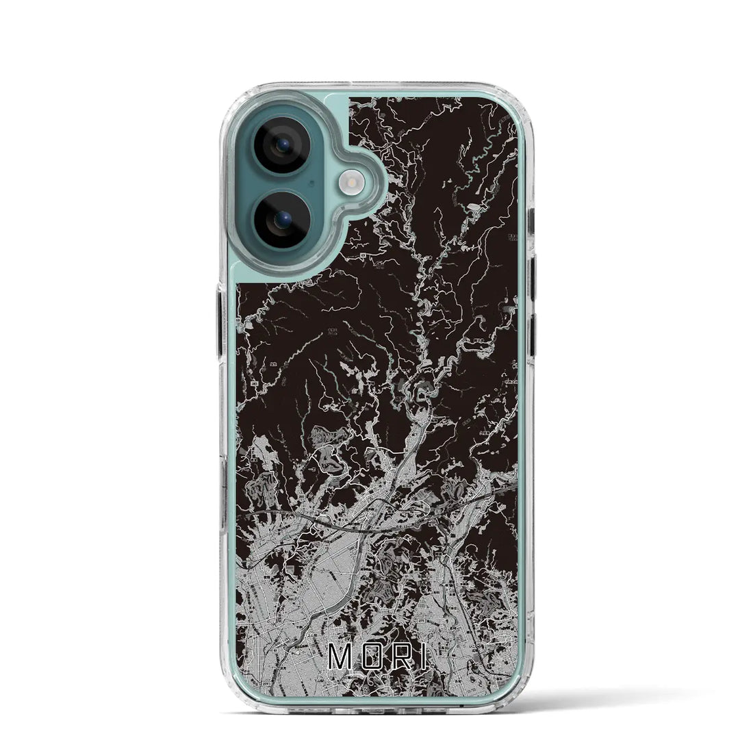 【森（静岡県）】地図柄iPhoneケース（MagSafeタイプ）モノトーン・iPhone 16 Pro 用