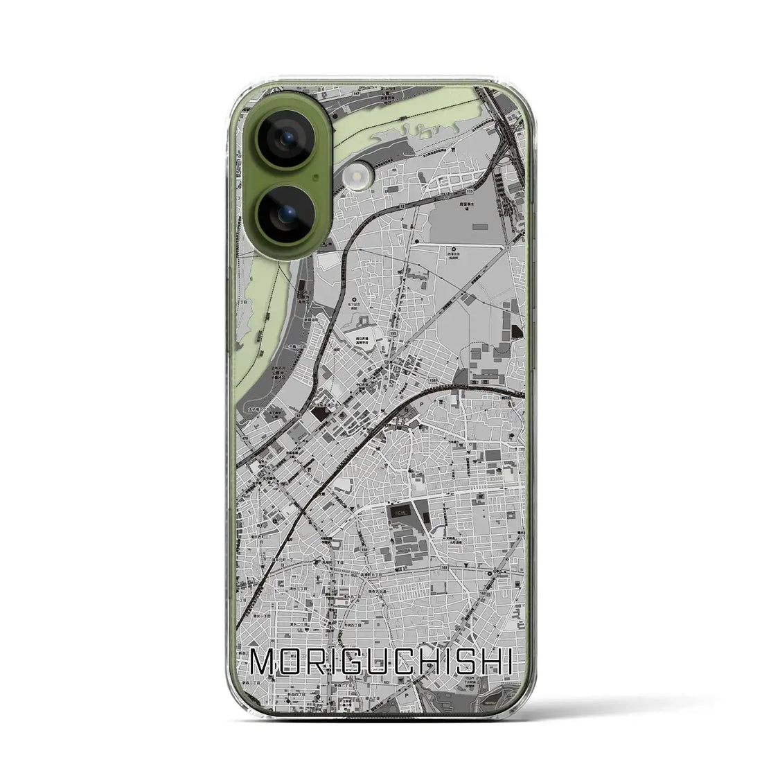 【守口市（大阪府）】地図柄iPhoneケース（クリアタイプ）モノトーン・iPhone 17 Pro Max 用