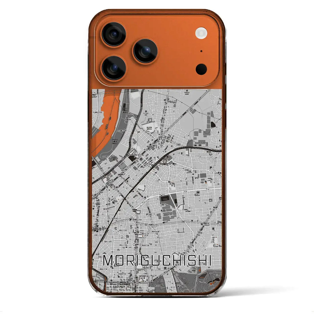 【守口市（大阪府）】地図柄iPhoneケース（クリアタイプ）モノトーン・iPhone 17 Pro Max 用