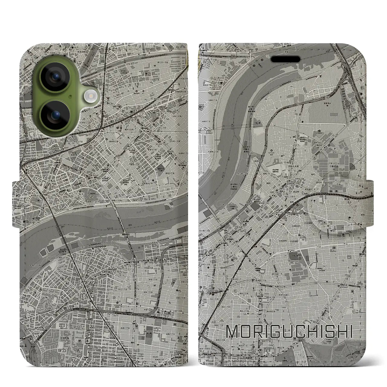 【守口市（大阪府）】地図柄iPhoneケース（手帳タイプ）