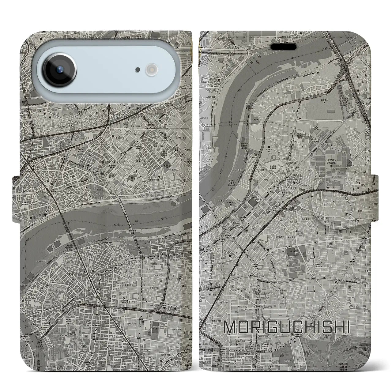 【守口市（大阪府）】地図柄iPhoneケース（手帳タイプ）