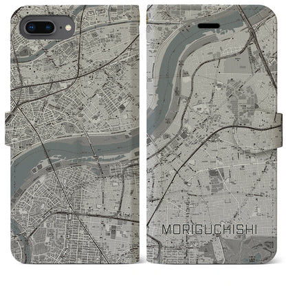 【守口市（大阪府）】地図柄iPhoneケース（手帳タイプ）モノトーン・iPhone 8Plus /7Plus / 6sPlus / 6Plus 用