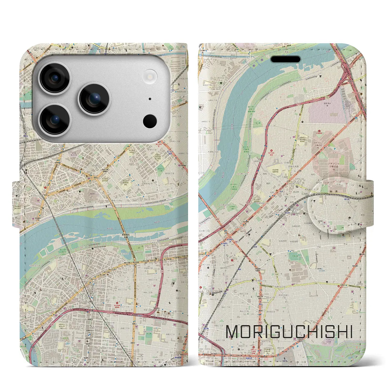 【守口市（大阪府）】地図柄iPhoneケース（手帳タイプ）