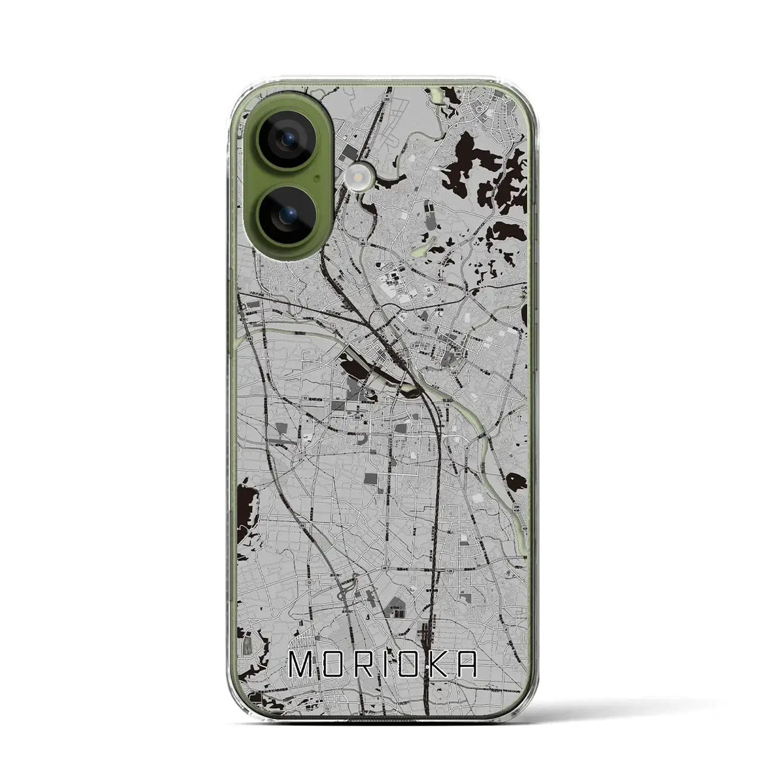 【盛岡(岩手県)】地図柄iPhoneケース(クリアタイプ)モノトーン・iPhone 17 Pro Max 用