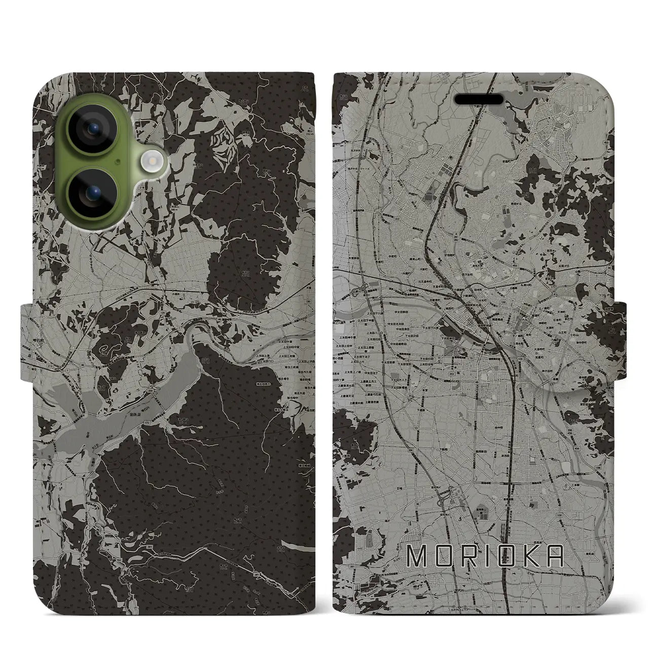 【盛岡（岩手県）】地図柄iPhoneケース（手帳タイプ）