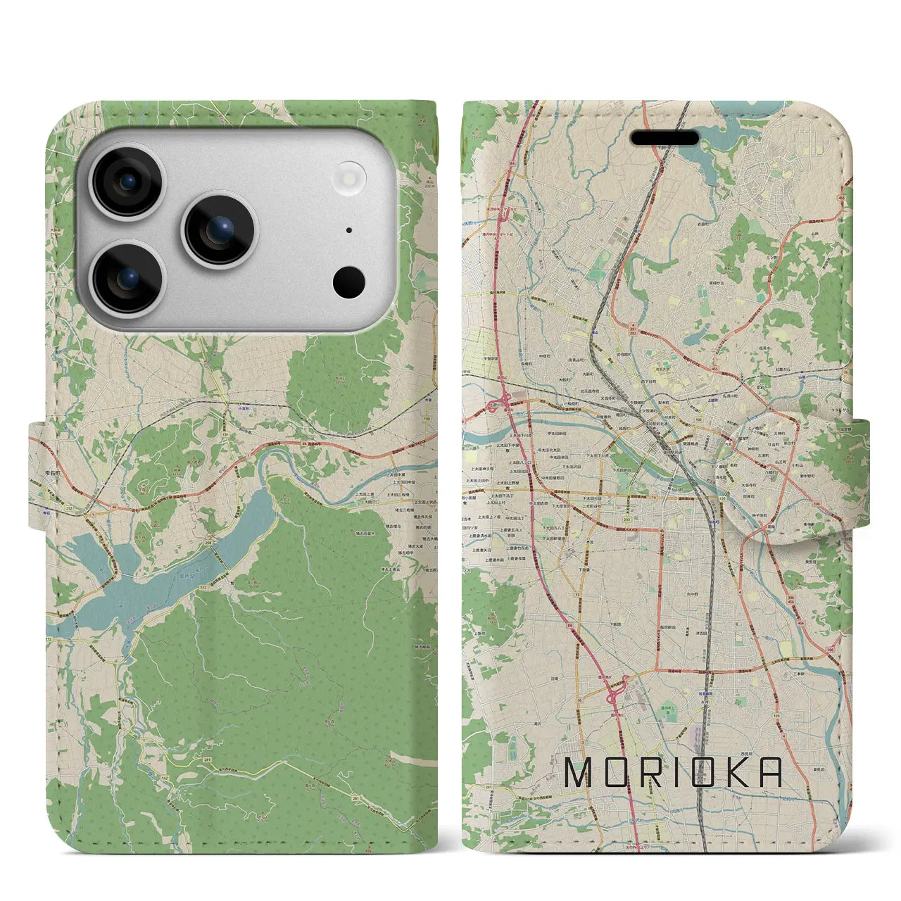 【盛岡（岩手県）】地図柄iPhoneケース（手帳タイプ）