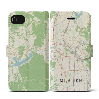 【盛岡（岩手県）】地図柄iPhoneケース（手帳タイプ）ナチュラル・iPhone SE（第3 / 第2世代） / 8 / 7 / 6s / 6 用