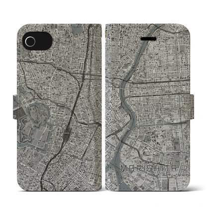 【森下（東京都）】地図柄iPhoneケース（手帳タイプ）モノトーン・iPhone SE（第3 / 第2世代） / 8 / 7 / 6s / 6 用