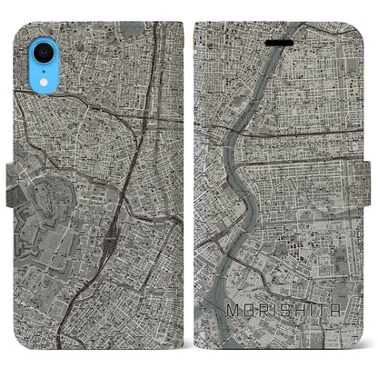 【森下（東京都）】地図柄iPhoneケース（手帳タイプ）モノトーン・iPhone XR 用
