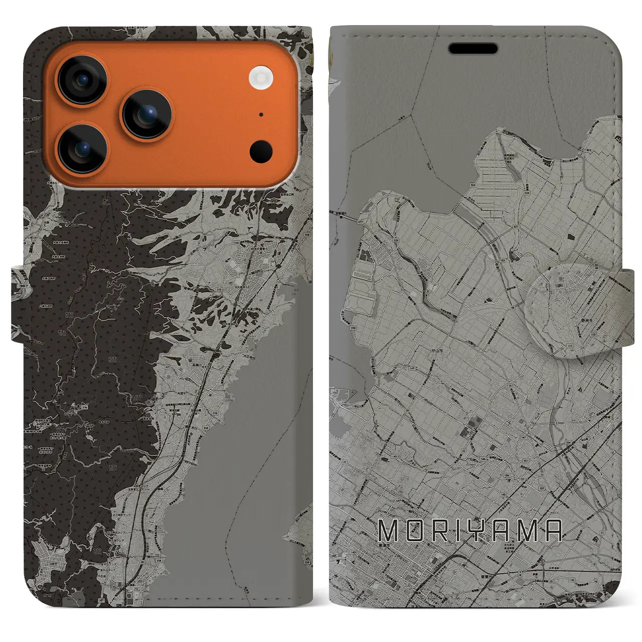 【守山（滋賀県）】地図柄iPhoneケース（手帳タイプ）