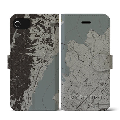 【守山（滋賀県）】地図柄iPhoneケース（手帳タイプ）モノトーン・iPhone SE（第3 / 第2世代） / 8 / 7 / 6s / 6 用