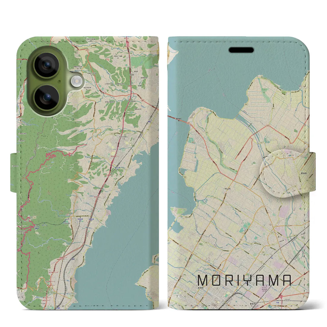 【守山（滋賀県）】地図柄iPhoneケース（手帳タイプ）モノトーン・iPhone 17 Pro Max 用