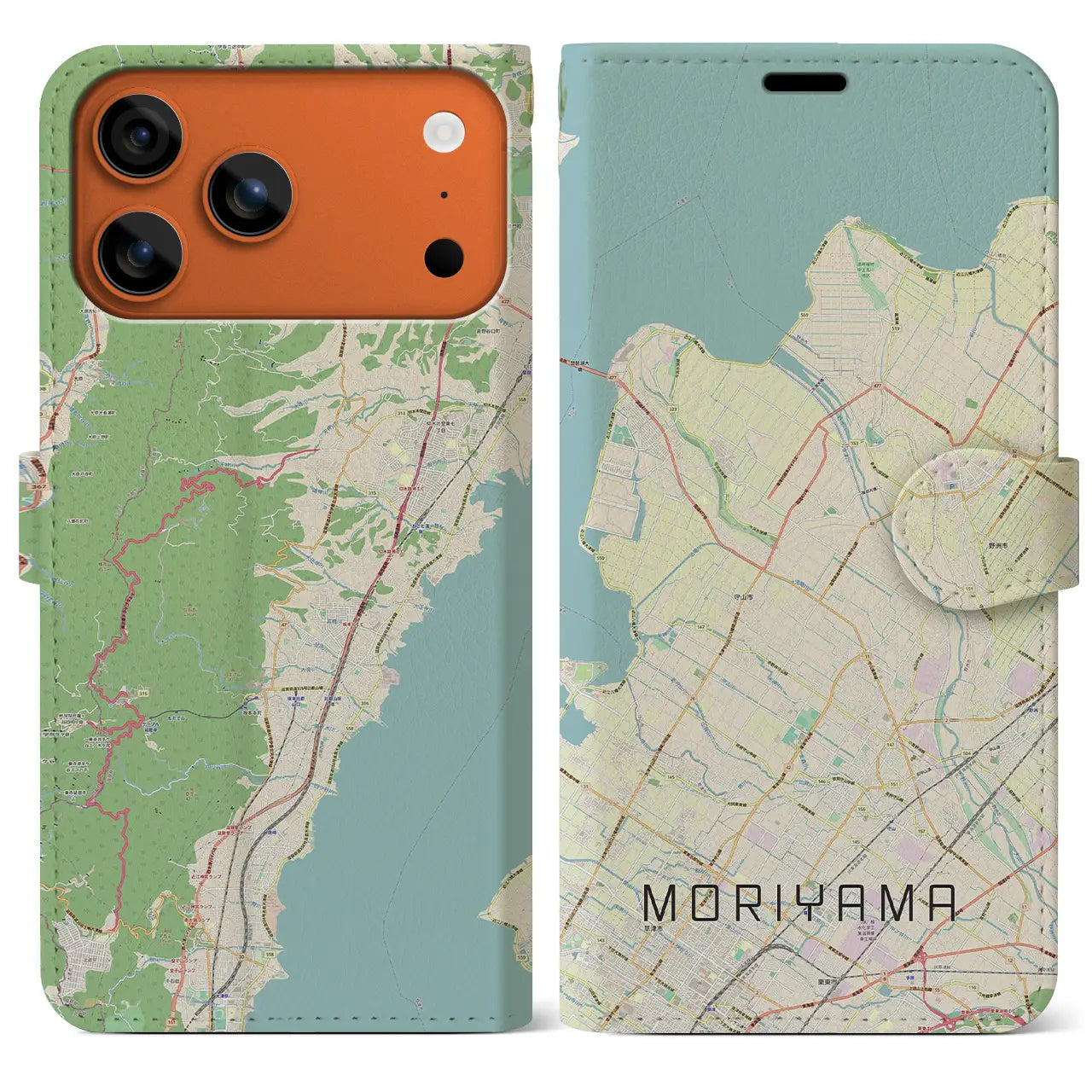 【守山（滋賀県）】地図柄iPhoneケース（手帳タイプ）