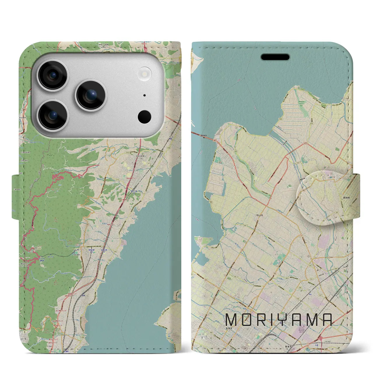 【守山（滋賀県）】地図柄iPhoneケース（手帳タイプ）