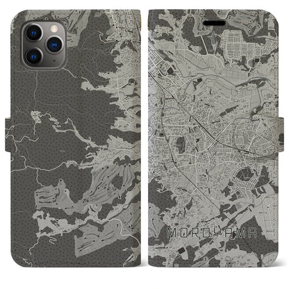 【毛呂山（埼玉県）】地図柄iPhoneケース（手帳タイプ）モノトーン・iPhone 11 Pro Max 用