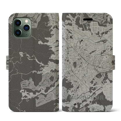 【毛呂山（埼玉県）】地図柄iPhoneケース（手帳タイプ）モノトーン・iPhone 11 Pro 用