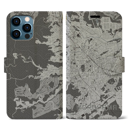 【毛呂山（埼玉県）】地図柄iPhoneケース（手帳タイプ）モノトーン・iPhone 12 / 12 Pro 用