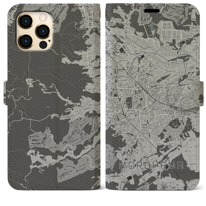 【毛呂山（埼玉県）】地図柄iPhoneケース（手帳タイプ）モノトーン・iPhone 12 Pro Max 用