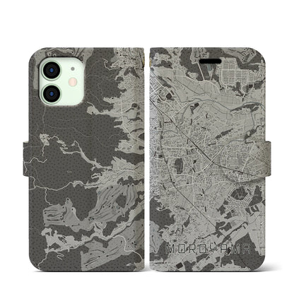 【毛呂山（埼玉県）】地図柄iPhoneケース（手帳タイプ）モノトーン・iPhone 12 mini 用