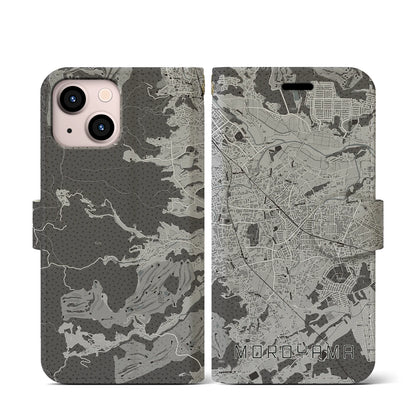 【毛呂山（埼玉県）】地図柄iPhoneケース（手帳タイプ）モノトーン・iPhone 13 mini 用